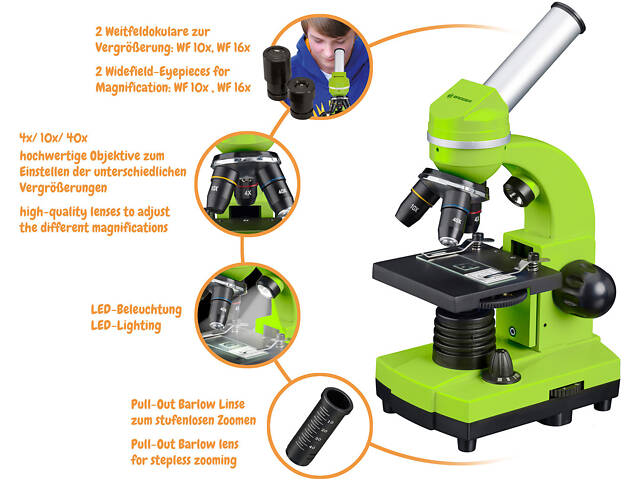 Мікроскоп Bresser Junior Biolux SEL 40x-1600x Green з адаптером для смартфона (8855600B4K000) - Фото 8