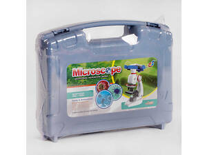 Мікроскоп С 2172 (12/2) підсвічування, контейнер з предметним склом, баночки, пластиковий тримач для телефону, у валізі