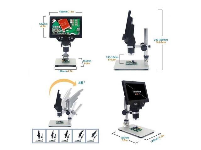 Микроскоп цифровой с 7' дюймовым LCD экраном GAOSUO G1200HD, питание от сети (Товар с дефектом) - Фото 4