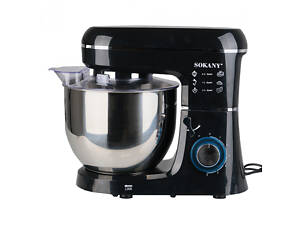 Миксер планетарный с чашей из нержавеющей стали 2200 Вт 6 режимов скорости и 3 насадки 8л