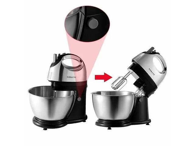 Миксер стационарный Sokany KF-906CS Stand Mixer 500W 4l тестомес - Фото 7