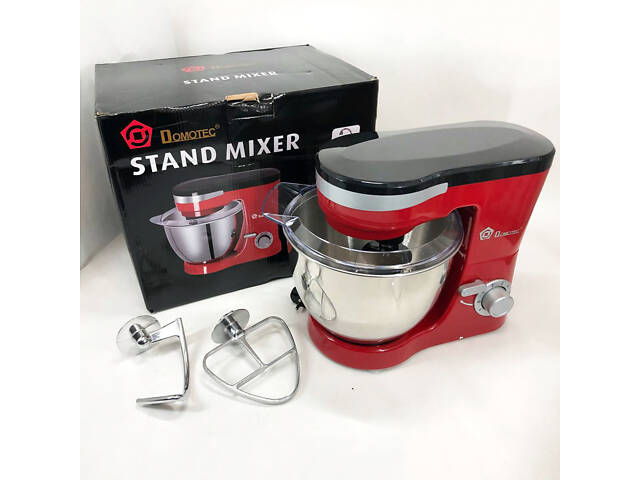 Міксер-тестоміс планетарний Domotec MS-1368 на 6 швидкостей 3 насадки чаша 4 л 1500 W - Фото 2