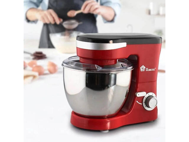 Міксер-тестоміс планетарний Domotec MS-1368 на 6 швидкостей 3 насадки чаша 4 л 1500 W - Фото 4