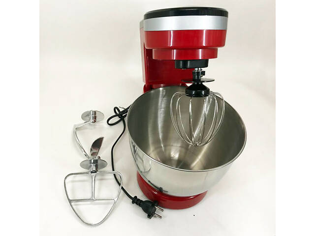 Міксер-тестоміс планетарний Domotec MS-1368 на 6 швидкостей 3 насадки чаша 4 л 1500 W - Фото 6