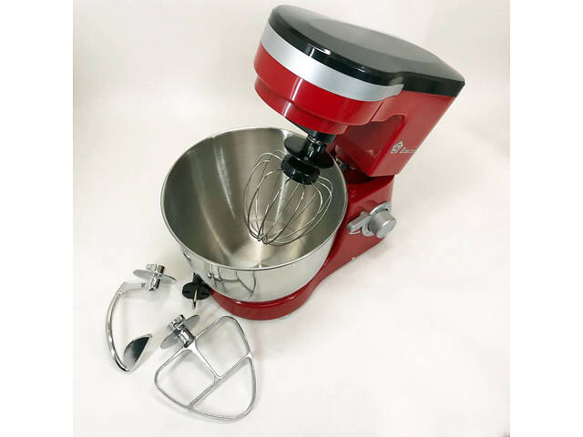 Міксер-тестоміс планетарний Domotec MS-1368 на 6 швидкостей 3 насадки чаша 4 л 1500 W - Фото 9