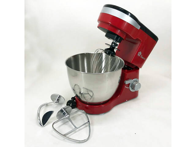 Міксер-тестоміс планетарний Domotec MS-1368 на 6 швидкостей 3 насадки чаша 4 л 1500 W - Фото 10