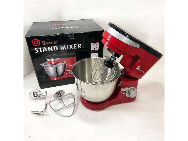 Міксер-тестоміс планетарний Domotec MS-1368 на 6 швидкостей 3 насадки чаша 4 л 1500 W - Фото 12