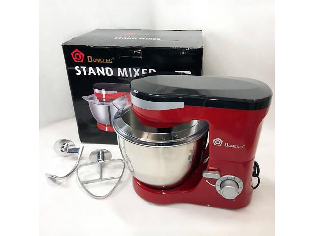 Міксер-тестоміс планетарний Domotec MS-1368 на 6 швидкостей 3 насадки чаша 4 л 1500 W - Фото 13