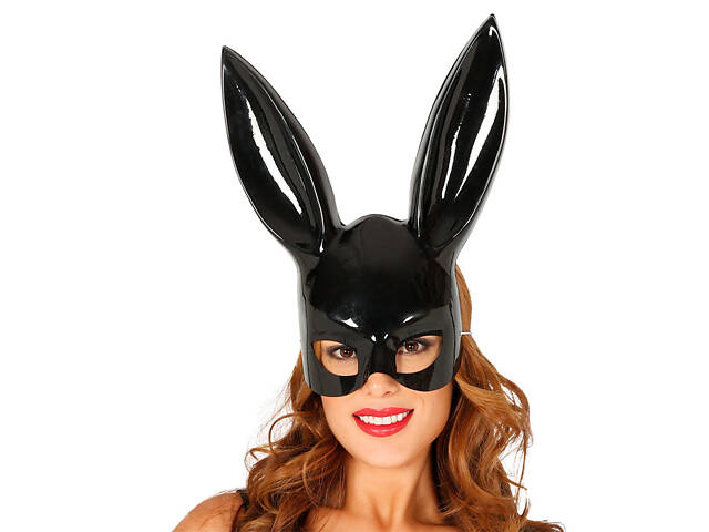 Милые уши зайца, Маска кролика PlayBoy RESTEQ, черная глянец 36см - Фото 2