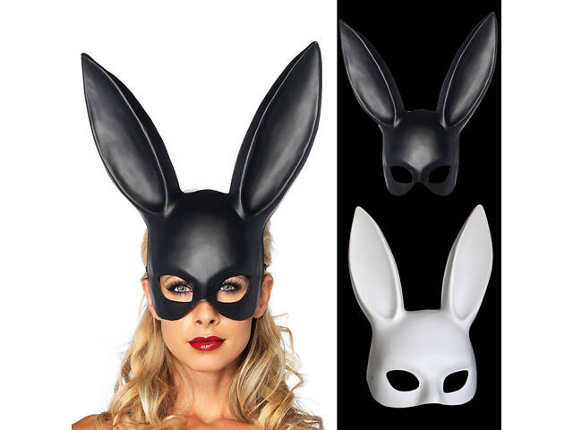Милые уши зайца, Маска кролика PlayBoy RESTEQ, черная глянец 36см - Фото 4