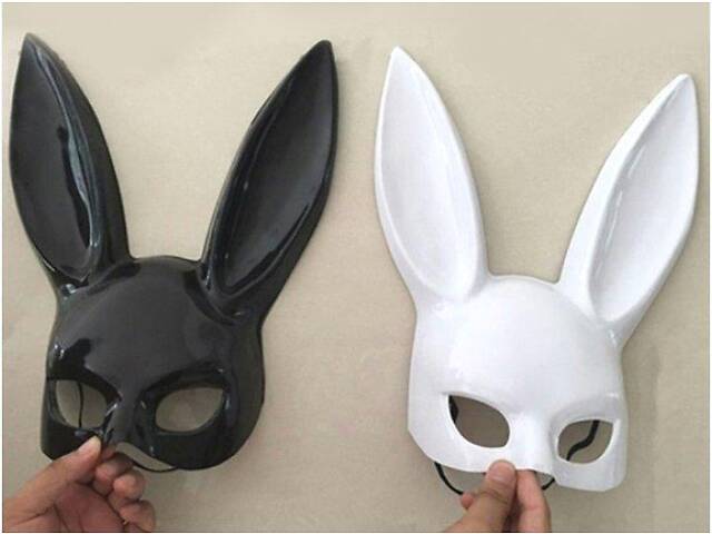 Милые уши зайца, Маска кролика PlayBoy RESTEQ, черная глянец 36см - Фото 5