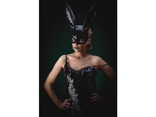 Милые уши зайца, Маска кролика PlayBoy RESTEQ, черная глянец 36см - Фото 6