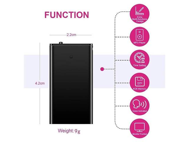 Мини диктофон с активацией голосом Nectronix R12, 8 Гб, аккумулятор на 18 часов записи (100782) - Фото 7