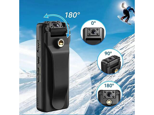 Мини камера - нагрудный видеорегистратор с поворотным объективом, экраном и диктофоном Nectronix A22 - Фото 3