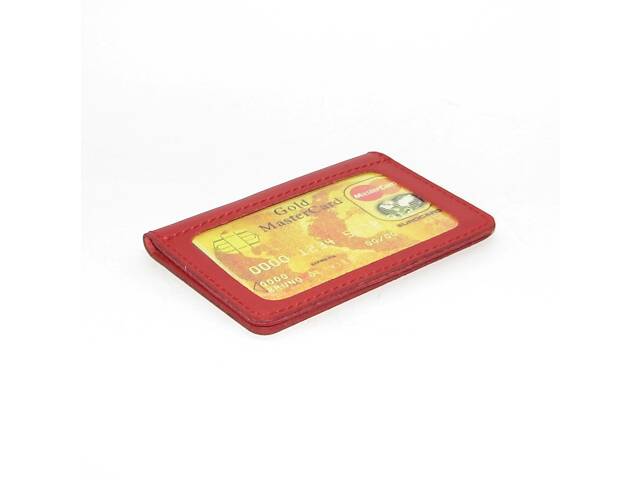 Міні обкладинка для документів ID паспорт DNK Leather mini вікно R col.H червона - Фото 1