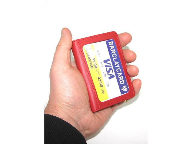 Міні обкладинка для документів ID паспорт DNK Leather mini вікно R col.H червона - Фото 5