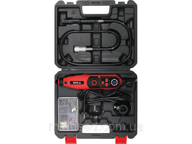 Міні-шліфмашинка від ел. мережі 230 В YATO 130Вт, з шпинделями Ø= 2,3 і 3,2 мм з наб лаштунків, 83ел - Фото 1