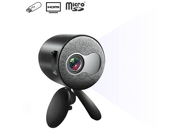 Міні відеопроектор світлодіодний з динаміком YG220 з регульованою підставкою триногою та підтримкою 1080P Чорний. - Фото 1