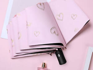 Мини-зонт складной Розовое сердце 7838 95 см