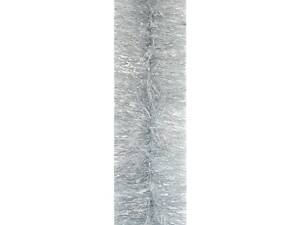 Мішура новорічна YES Срібло з білими кінчиками 902129 5х200 см