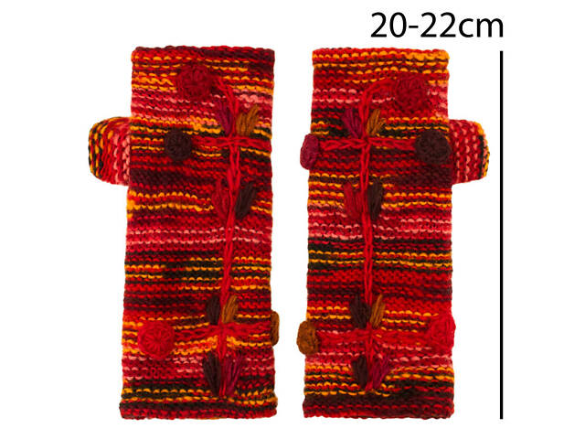 Рукавички Мукта Kathmandu 100% шерсть які S-M 20-22см Червоні (27344) - Фото 2