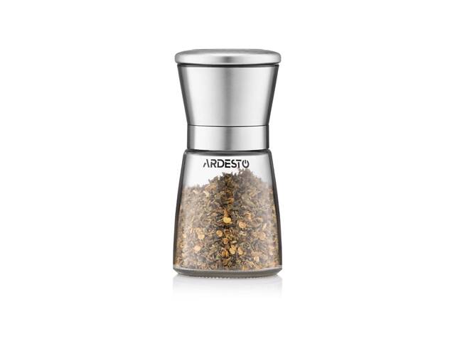 Млинок ARDESTO для солі та перцю Gemini, 180мл, скло, нержавіюча сталь, прозорий (AR2101SS) - Фото 1