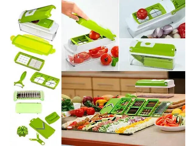 Многофункциональная овощерезка Nicer Dicer Plus терка мультислайсер пресс для нарезки измельчитель овощей - Фото 3