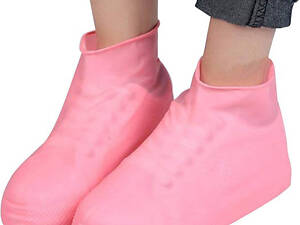 Багаторазові бахіли-чохли L (41-45 розмір) для взуття силіконові від води та бруду. Колір: рожевий