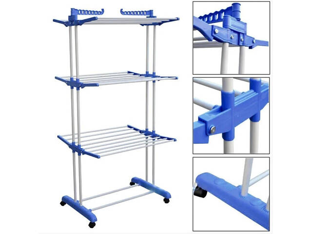 Багатоярусна сушарка для білизни, речей, одягу Garment rack with wheels складана - Фото 5