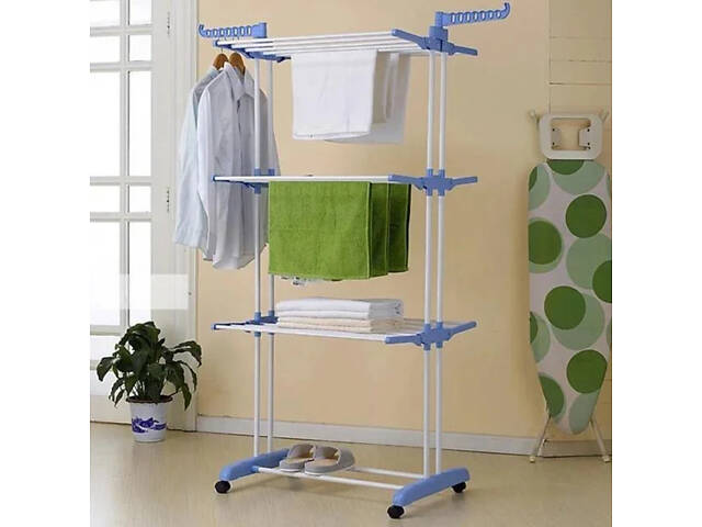 Багатоярусна сушарка для білизни, речей, одягу Garment rack with wheels складана - Фото 7