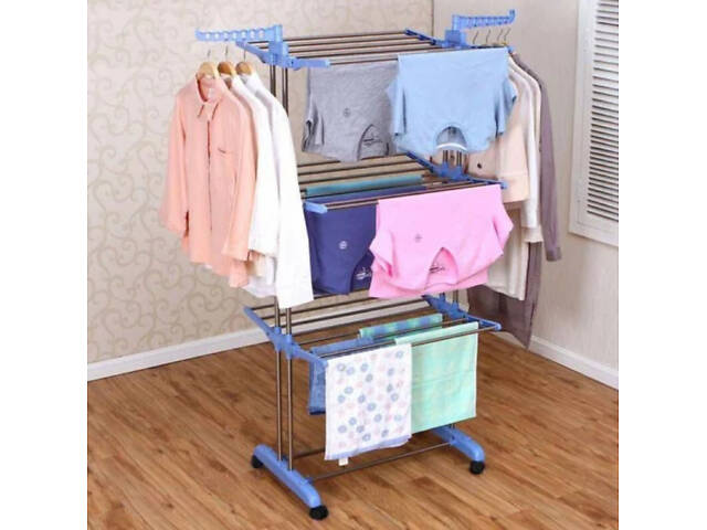 Багатоярусна сушарка для білизни, речей, одягу Garment rack with wheels складана - Фото 8