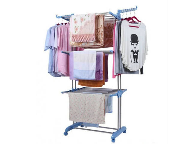 Багатоярусна сушарка для білизни, речей, одягу Garment rack with wheels складана - Фото 9