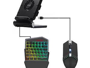 Мобільний ігровий адаптер геймпад з клавіатурою мишкою охолодженням SUNROZ P6 Union PUBG Mobile Bluetooth 3 в 1 Чорний