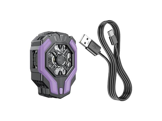 Мобільний кулер HOCO GM26 Ambitious cooling mobile phone fan Black - Фото 4