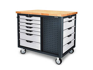 Мобільний верстат-візок на колесах 12 секцій, 3 відкриті полиці TOPTUL TCDB1203