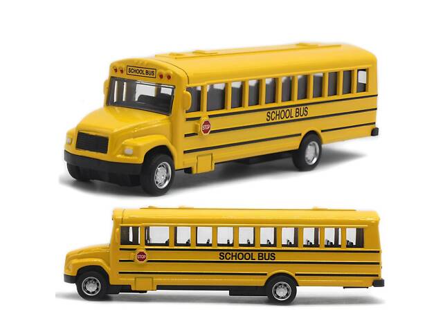 Модель автомобіля School bus 1:64 металева інерційна машинка шкільний автобус іграшка жовта у коробці - Фото 4