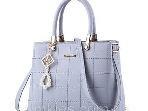 Модна жіноча сумка з брелоком, стильна велика жіноча сумочка екошкіра Сірий