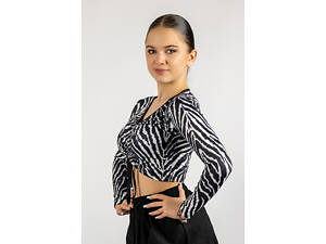Молодіжний Топ на зав'язці Zebra, принт зебра