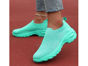 Мокасини - шкарпетки жіночі Bull, розміри 37 38 39 40 40 41 42 43, на підошві з піни, текстиль, зелені м'ятні