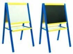 Мольберт детский двусторонний 60х40х100см (магниты, мел) желто-синий