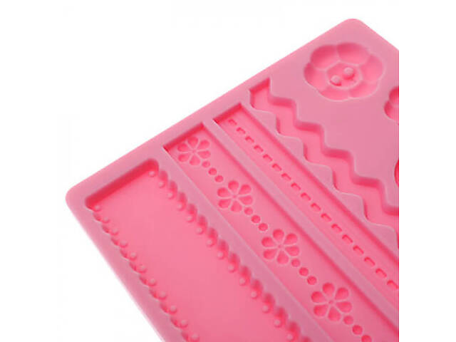 Молд силіконовий кондитерський для мастики та шоколаду Гудзики бантики та бордюри 19x12 см - Фото 4
