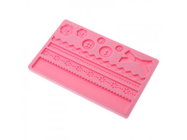 Молд силіконовий кондитерський для мастики та шоколаду Гудзики бантики та бордюри 19x12 см - Фото 5