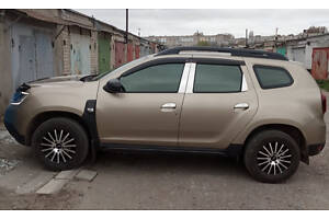 Молдинг дверных стоек (6 шт, нерж.) для Dacia Duster 2008-2018 гг