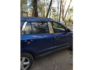 Молдинг дверных стоек (6 шт, нерж.) для Hyundai Santa Fe 2 2006-2012 гг