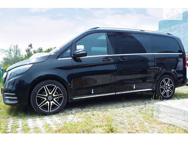 Молдинги на пороги (4 шт, нерж) для Mercedes Vito/V-class W447 2014- гг - Фото 1