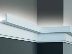 Молдинг поліуретановий гладкий серія F Tesori KF 705. Стельовий плінтус під Led