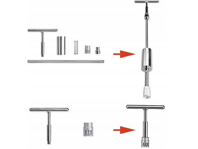 Молоток обратный для вытягивания вмятин CARP с грибками 18 шт/клеевые стержни 5 шт 24 предмета Серебристый (С051046) - Фото 6