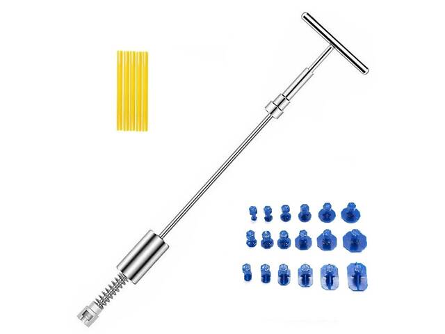 Молоток обратный для вытягивания вмятин CARP с грибками 18 шт/клеевые стержни 5 шт 24 предмета Серебристый (С051046) - Фото 1