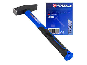 Молоток слесарный с фиберглассовой ручкой и резиновой противоскользящей накладкой (500г) FORSAGE F-T7605