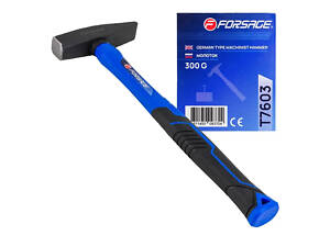 Молоток слесарный с фиберглассовой ручкой и резиновой противоскользящей накладкой (300г) FORSAGE F-T7603